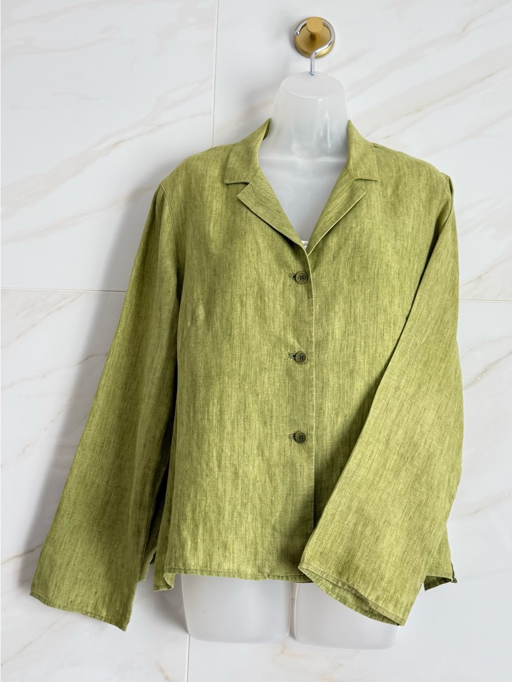 Jones New York Green Linen Button-Front Jacket